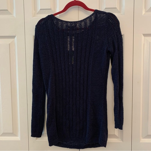 Rachel Zoe Navy Blue Crochet Long Sleeve Sweater NWT - Picture 2 of 11